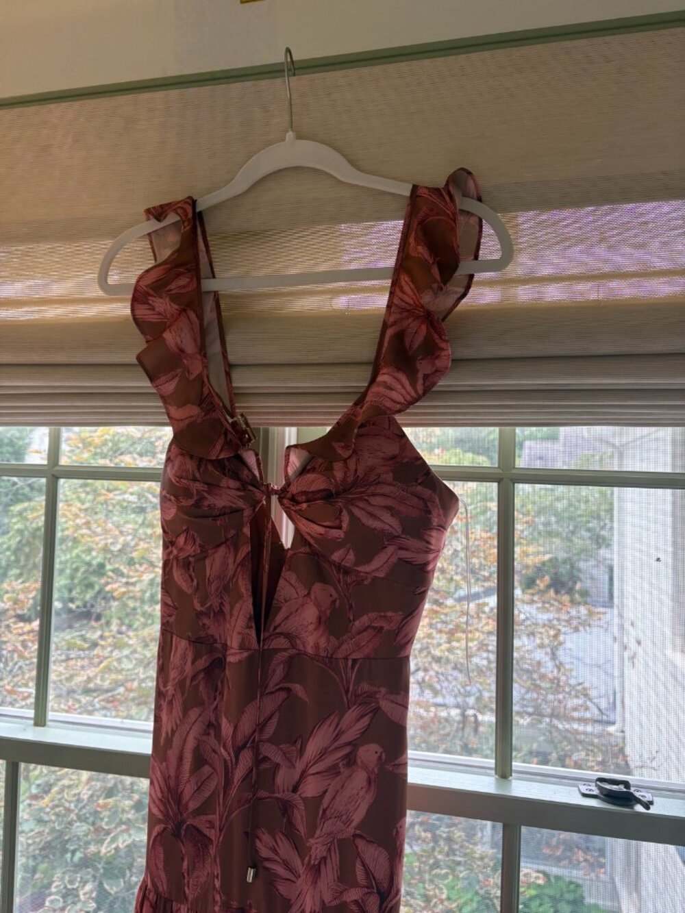 Significant Other Brown Tropical Ruffle Maxi Dress 4
